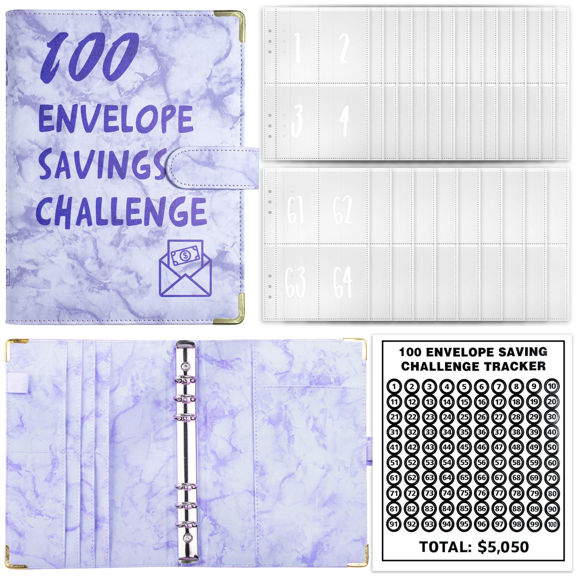 Wholesale 100 Envelope Challenge Couple Loose Page Savings Notebook